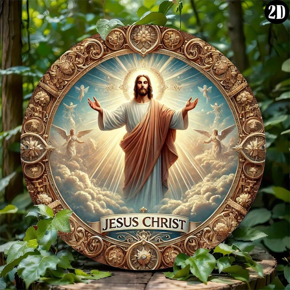 Jesus Rundes Aluminiumschild Wandkunst Christliche Dekoration Geschenk
