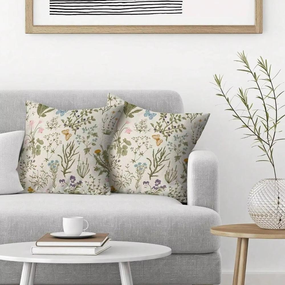 New Wildflower Pillow Cover Thin Farmhouse Style Cushion Covers Breathable 45 X 45 Square Pillow Case Outdoor Decor