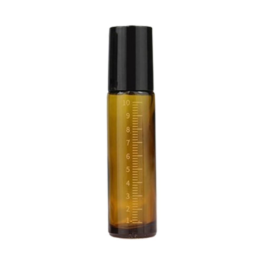 10ml Amber Glass Roller Bottle Scaled Essential Oil Roll on Bottle Sample Test Essential Oil Vials with Stainless Steel Roller