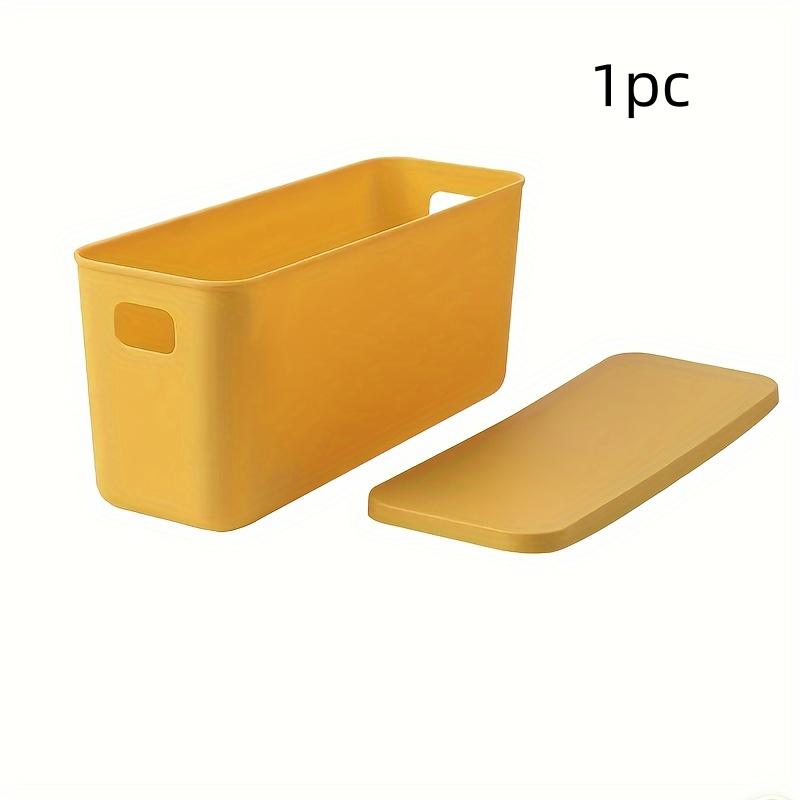 1Pc/Desktop Storage Box with Lid, Rectangular Plastic Storage Organizer, Household Miscellaneous Storage Basket