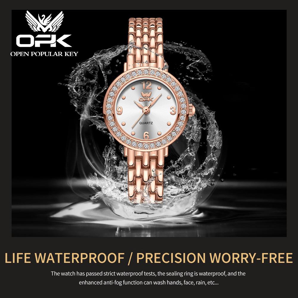 OPK Montre pour femme Classique Simple Élégante Montre de Marque à Quartz Montre à Lunette Diamant pour Femme Montre Étanche