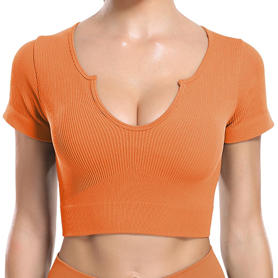 Buy Women Yoga Tops Summer Short Sleeve Crop Top Workout Running