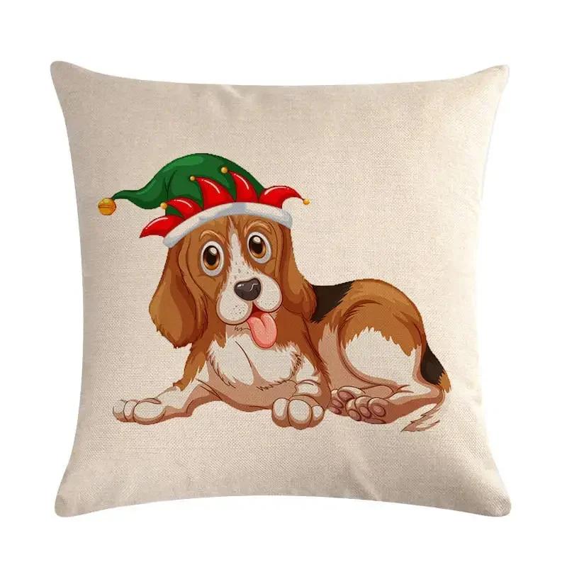 Lovely Pet Dog Linen Pillowcase Furniture Living Room Sofa Decoration Pillowcase Bedroom Car Seat Cushion Cover 45*45Cm