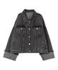 Kobe Lettuce Denim Weite Ärmel Denim Frühling Stilvoll Größe Schwarze Jacke, Oberbekleidung, Damen, [K1374], M,