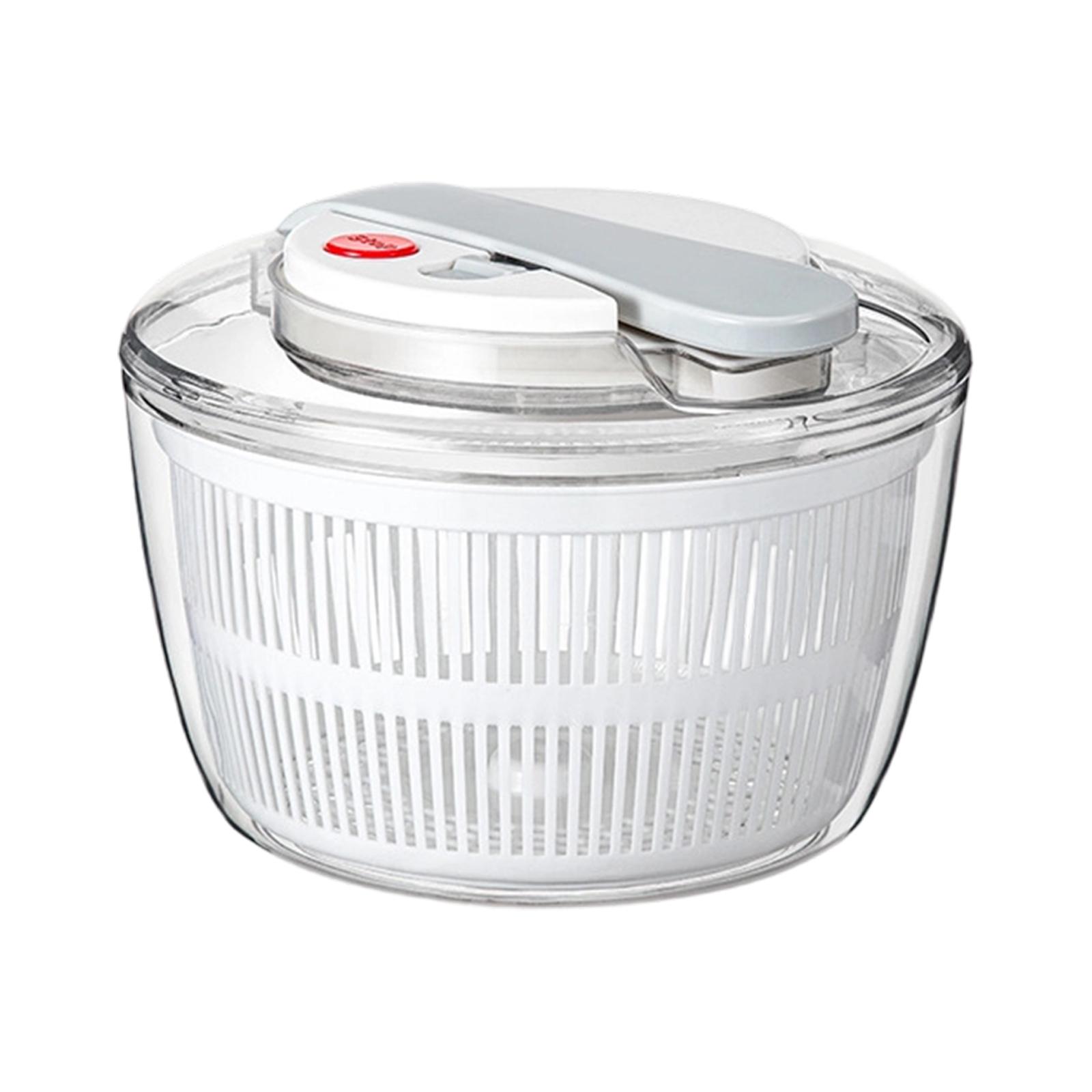 

Manual Hand Press Salad Spinner Vegetable and Fruit Dehydrator Kitchen Household Lettuce Dryer with Removable Basket and Lid белый