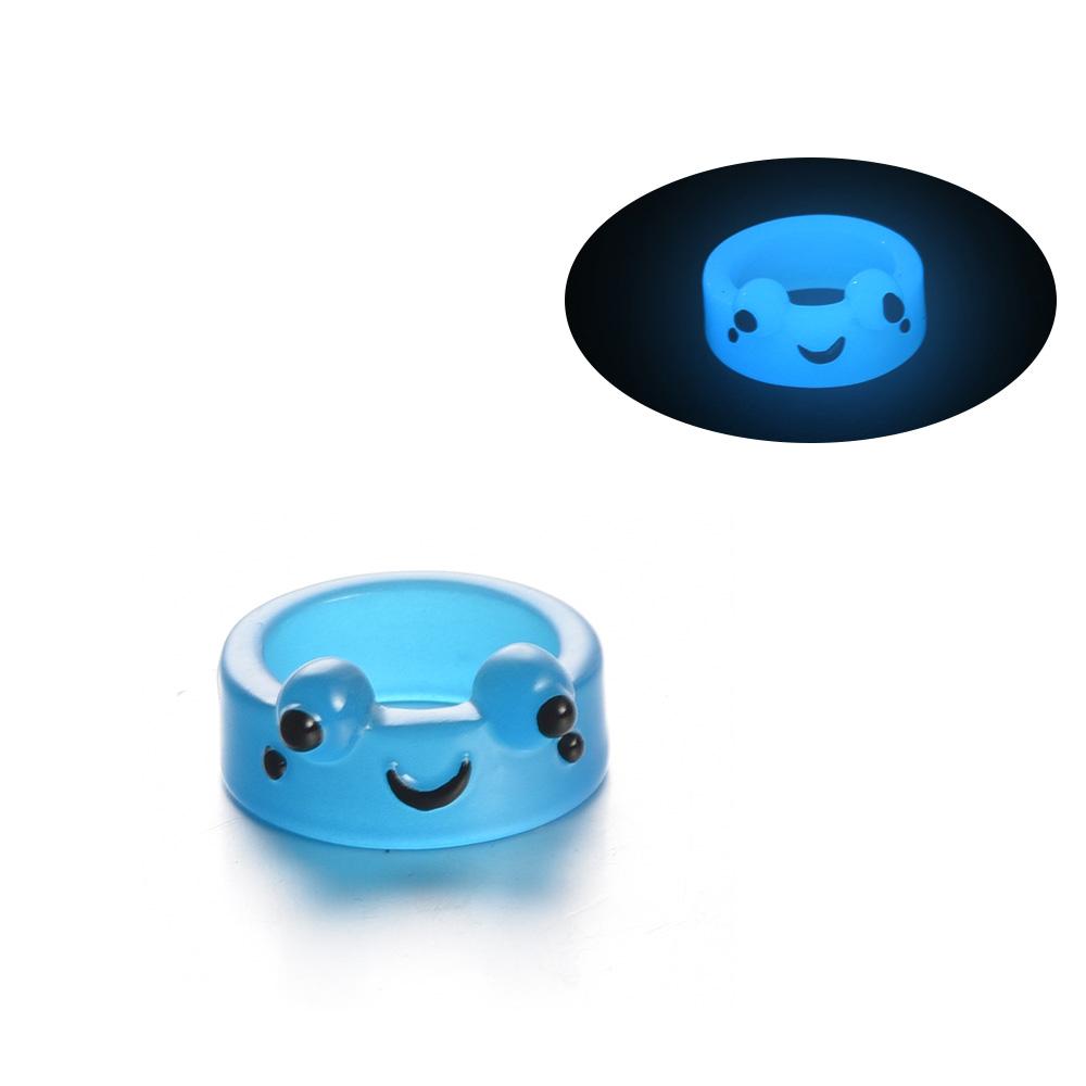 Glow Frog Resin Ring Colorful Acrylic Frog Rings Personality Animal Cartoon Cute Finger Ring Animal Jewelry Girlfriends Gifts