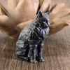 1 stuks Messing Zwart Maine Coon Kat Poppetje Creatief Klein Handgemaakt Literatuur Spel Sieraden Bureau Bureau Trend Decoratie Ambachten