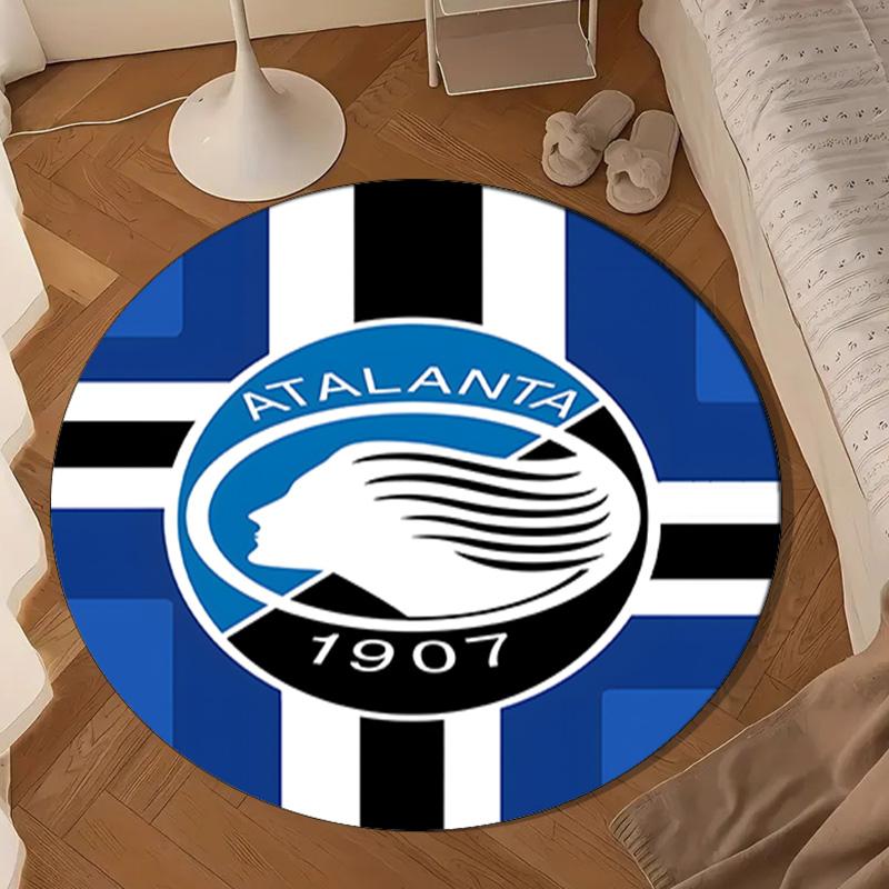 1PC Football Atalanta League Round Rug for Livingroom,Bedroom, Palyroom, Chair Rug, Area Rug, Circle Carpet, Large Size Fan Christmas Gift