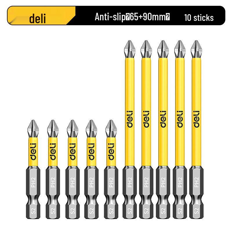 Deli Tungsten Steel Magnetic Anti-slip Phillips Drill Bit Set