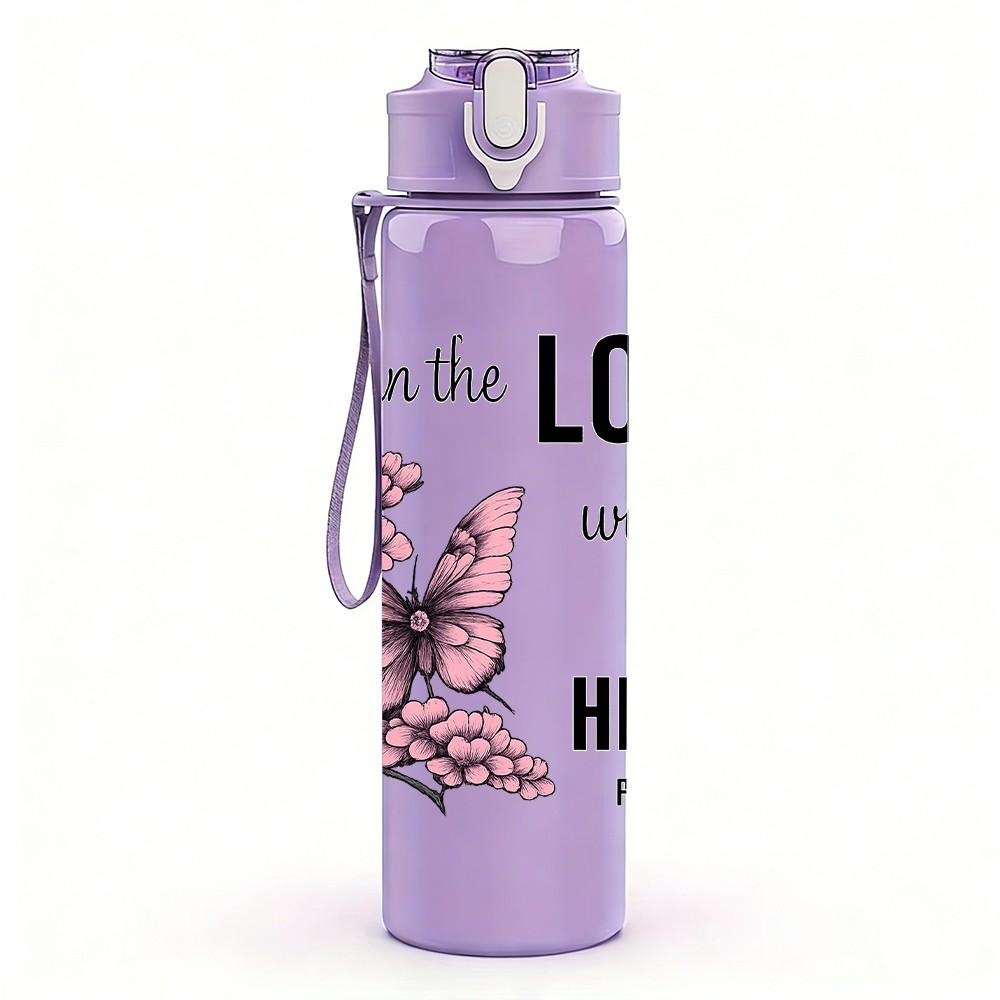 1PC Trust In The Lord Butterfly Art 750ml Color Plastic Sports Water Bottle Leakproof Flip Straw Lid Suitable for Sports Office Home Use