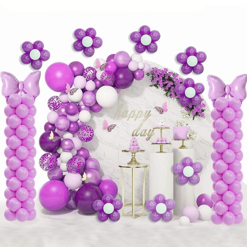 2sets Balloon Column Stand Kit 6.75ft Height Adjustable Balloon Arch Kit with 2 Ballon Garland Strip Metal Telescopic Pillar Balloon Stand Birthday