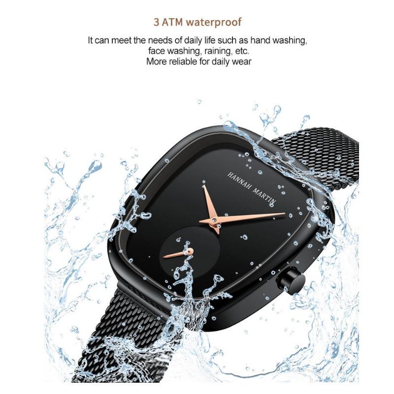 Top Neue Damenuhr Stahlband Quarzuhr Kreatives Zwei-Zeiger Half Barrel Design Europäische und Amerikanische Uhr