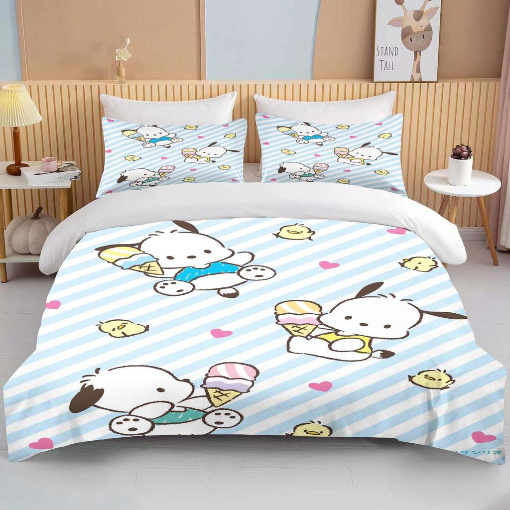 Pochacco 3D Print Bedding Sets Comforter Quilt Bed Cover Duvet Cover Pillow Case 2-3 Pieces Sets Kids Adult Bedroom Decor