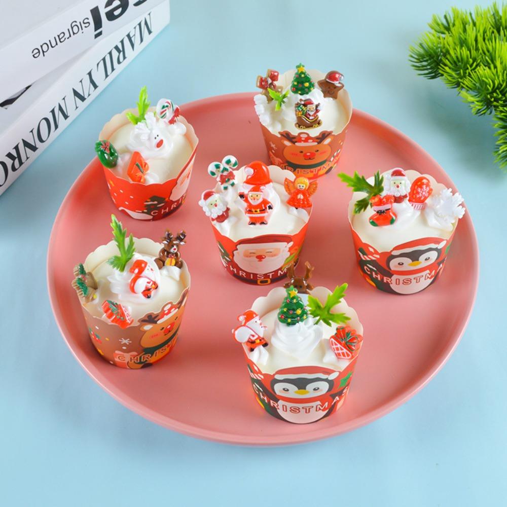 50 sztuk papierowe opakowanie na babeczki świąteczne święty mikołaj łoś bałwan pingwin Muffin foremki do babeczek DIY