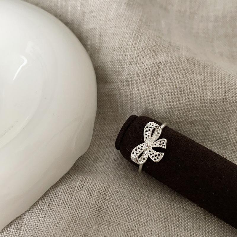 Sweet And Cute Bow Love Open Ring Female Niche Gentle Fashion Temperament Elegant Versatile Ring Ring