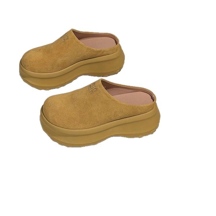 Thick-soled Bag Head and Half Slippers 22 Spring New Retro Lazy Non-slip Boken Shoes Tide