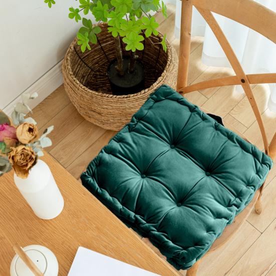 Poduszka na siedzisko krzesła Gruba aksamitna poduszka na siedzisko 38x38cm Jednokolorowa poduszka materacowa Poduszka podłogowa do wnętrz z uchwytem do przenoszenia do domu biura siedzącego trybu życia