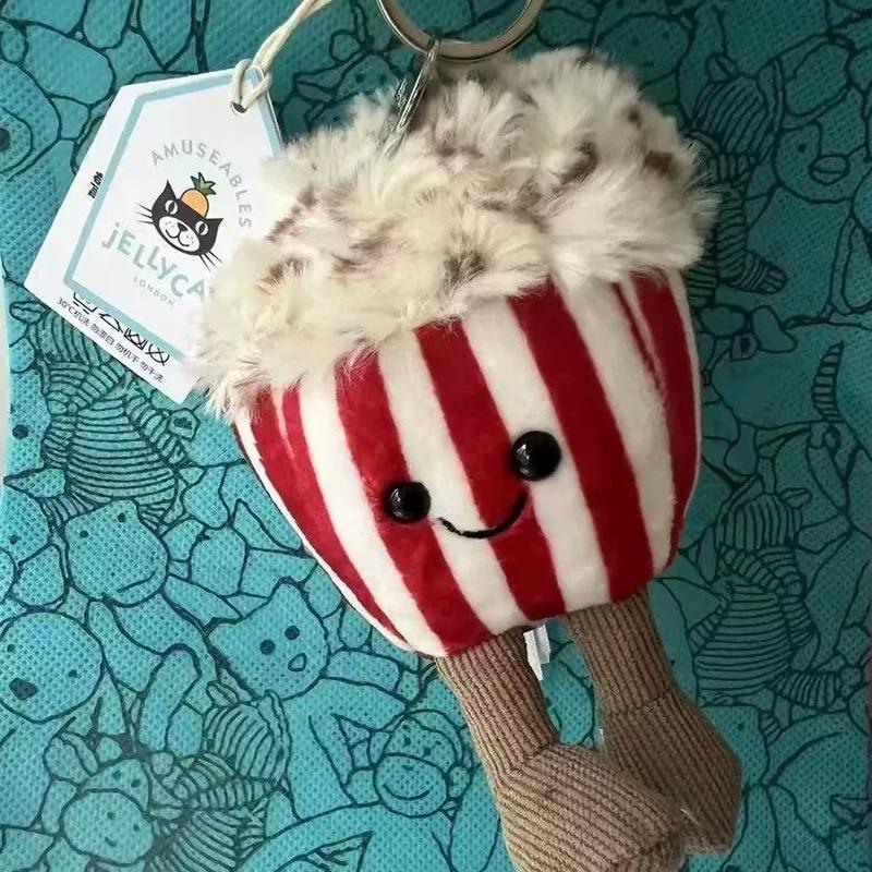 Cute Coffee Cake Plush Pendant Soft Stuffed Food Toy Fluffy Keychain Gift for Kids Birthday Christmas Bag Home Decor