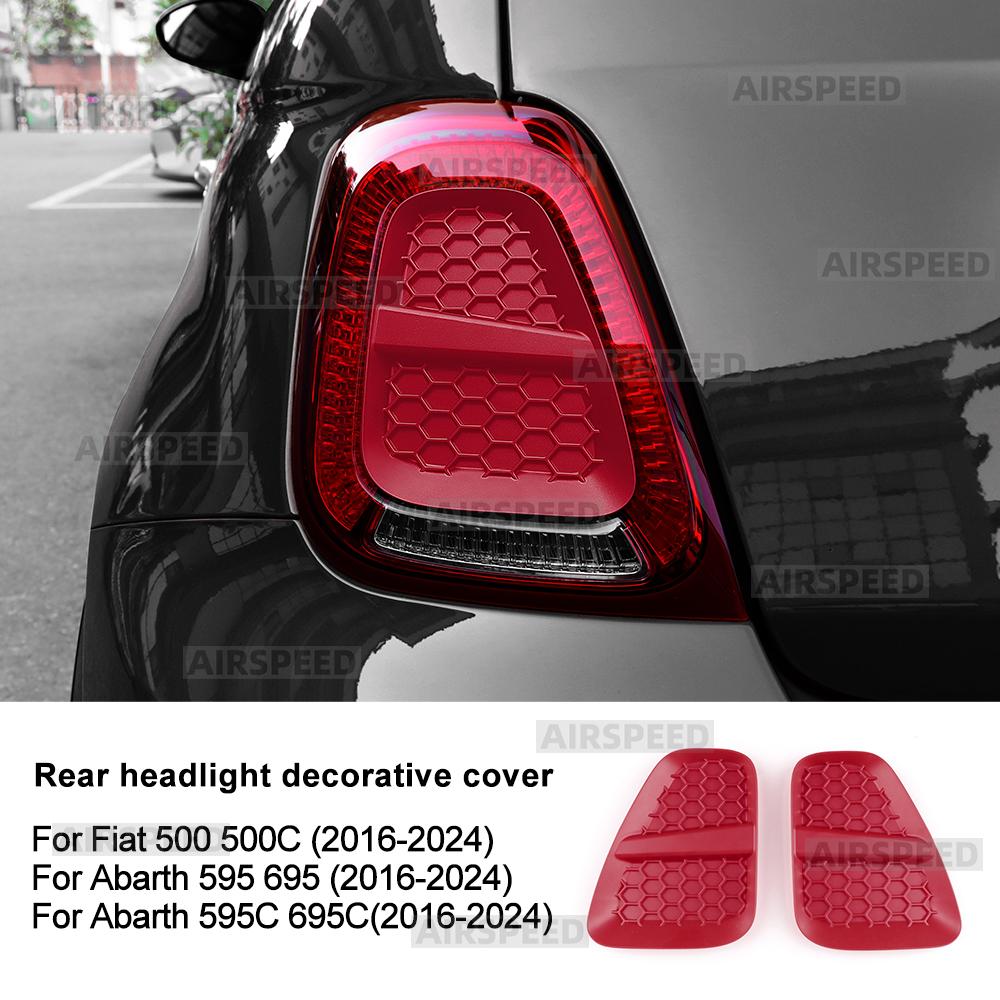 

1Pair ABS Car Rear Tail Light Cover For Abarth 595 695 595C 695C Fiat 500 500C 2016 2017 2018 2024 червоний