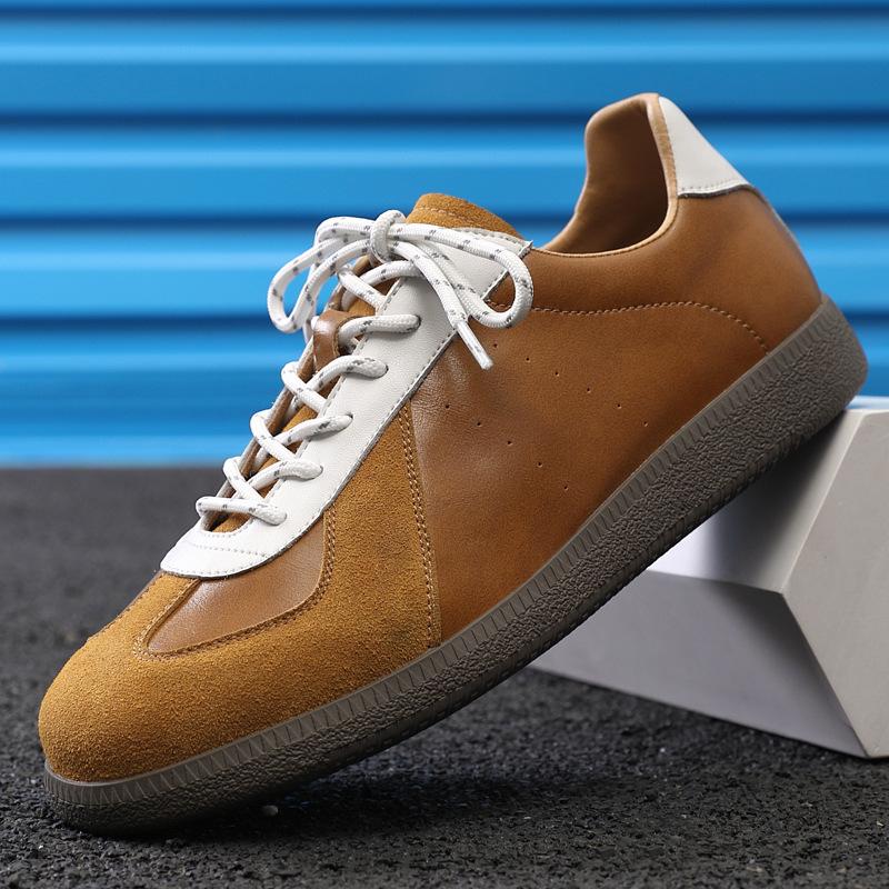 Niche sports and leisure board shoes men's leather breathable and versatile retro invisible inner height increase m