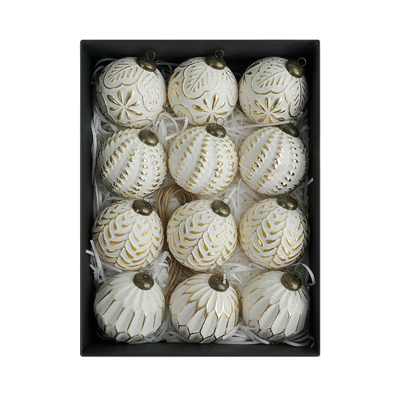8CM Antique Christmas Ball Ornament Set - 12pcs Boxed Tree Decorations
