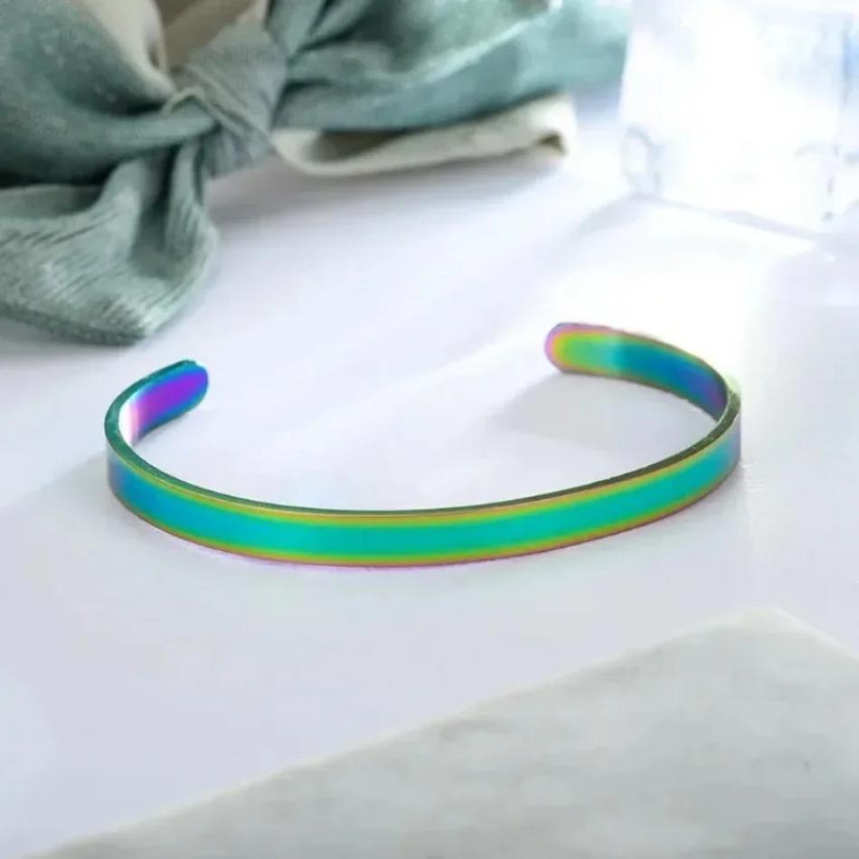 1 Pcs Simple Classic 6MM Width Titanium Bangle Black Gold Silver Color for Women Cuff Bracelets Men Women Openning Bangles