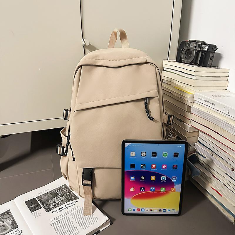 Student Schoolbag Couple Solid Color Backpack Lightweight Large Capacity Backpack