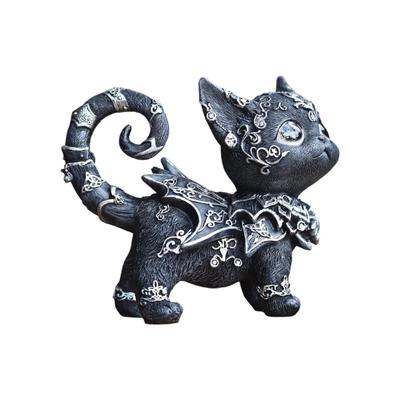 Mysterious Black Cat Statue, Halloween Haunting Black Cat Statue , Fantasy Monsters Cat Sculpture, Gifts for Cat Lovers, Indoor Shelf or Desktop