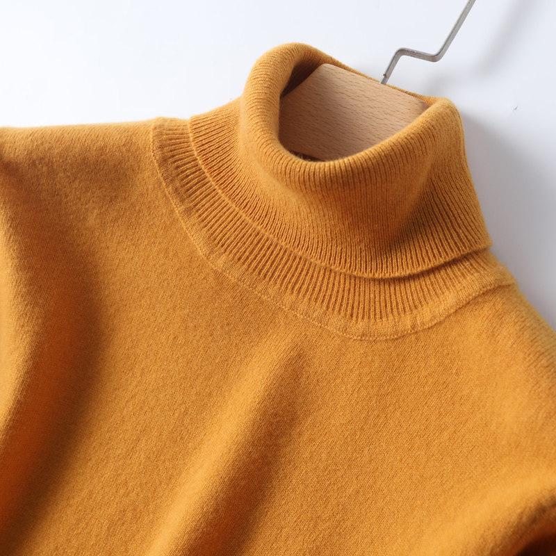 Women's 2026 Cashmere Knit High Neck Sweater - Autumn/Winter Short Top