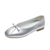 French round head bow versatile light mouth thick heel ballet single shoes minimalist lazy one pedal Mary Jane shoes women