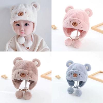 Autumn Winter Warm Hats with Ball Ear Protection Hats New Newborn Bonnet