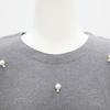 Shiz Madam Women S Round Knit Pearl Detail Balloon Sleeve Top T57207