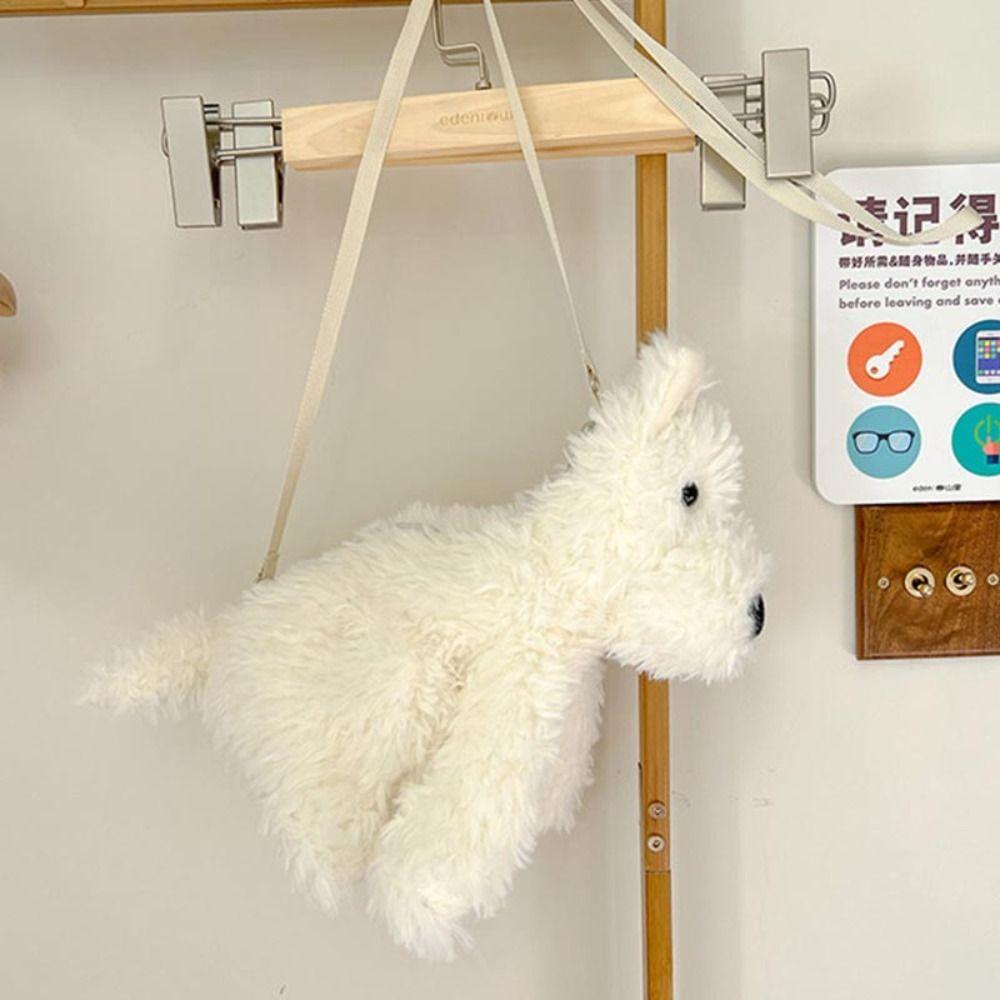 Plysjhund Myk Lekeveske Furry Valp West Highland Dukkeveske Kreativ Hund Kosedukke