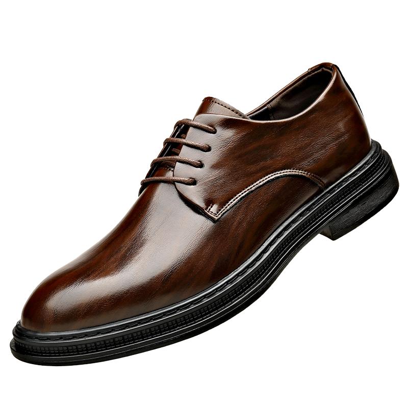 Fashion Spring New Men's High-quality and Comfortable Oxford Shoes British Fashion Men's Lace Up Pointed Business Formal Leather Shoes