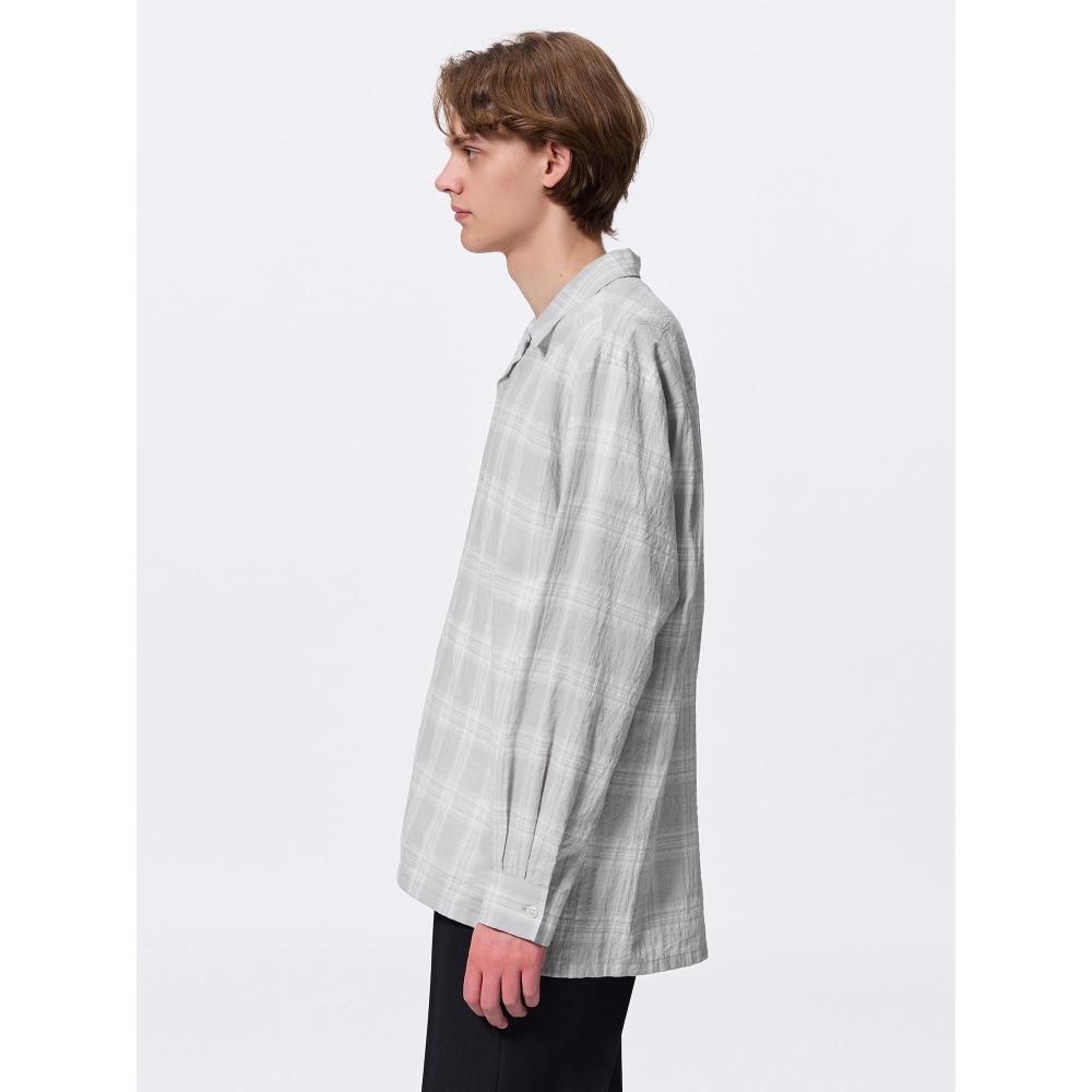 Uniqlo Gu Texture Open Collar Check Shirt
