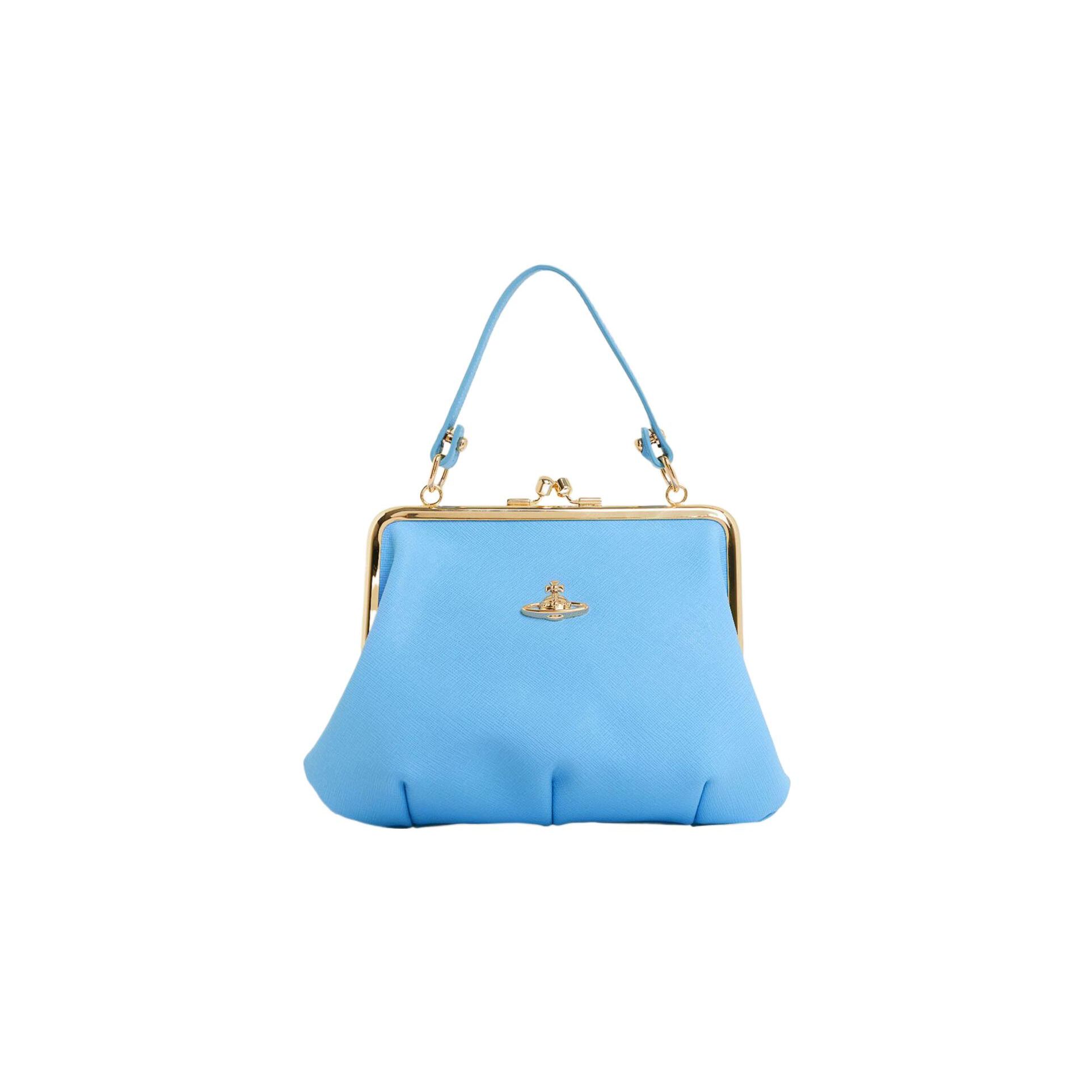 

Vivienne Westwood Saturn Logo Detachable Chain Strap Crosshatch Leather Shoulder Crossbody Wallet Women wallet Blue 52020003L001NK403 Basic Set (Bag)