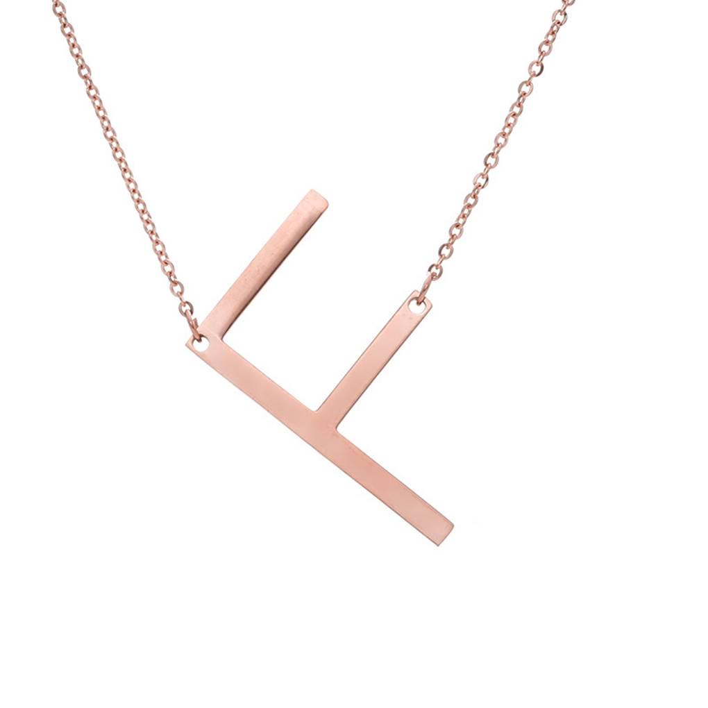 Alphabet Necklace Rose Plated Initial Letter Alphabet A - Z Choker Pendant