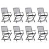 Folding Outdoor Chairs Set of 8 and Cushions Acacia Wood