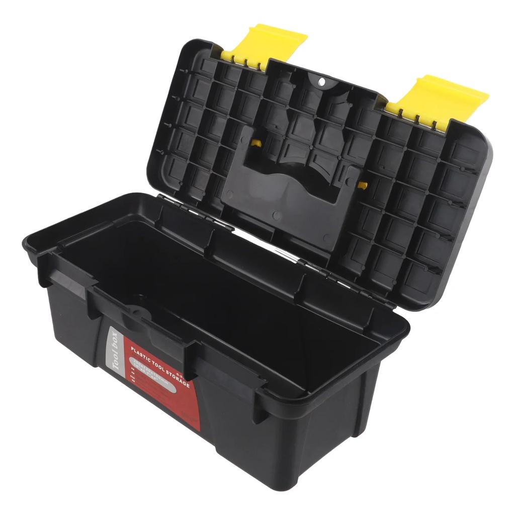 Job Site Use Plastic Storage Box Accessory Storage For DIY Projects Multi-functional Box Black Open-Top Design