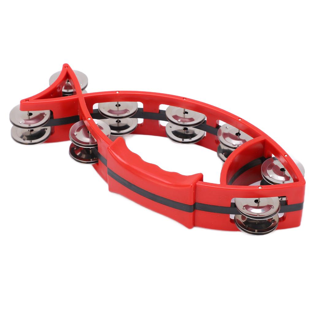 Hand Tamburin Glocke Glatt Fischförmig Doppelreihe Tamburine Musikalisches Rhythmusinstrument für