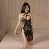 Butterfly Rain Retro Lace Cheongsam Lingerie - Plus Size See-Through Nightwear