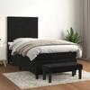 Bed with Mattress - Exclusive House - 90x190 Cm - Black Velvet - Adjustable Headboard