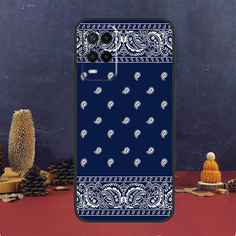 Black Bandana Paisley Case For Oppo A16 A76 A96 A17 A57 A40 A60 A80 A98 A58 A78 A18 A38 A54 A74 A94 A15 A5 A6 Pro