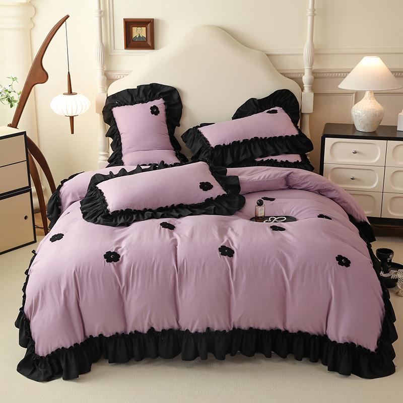 

Французский стиль принцесса пододеяльник комплект высокого качества 2024 новый французский большой кружевной комплект постельного белья с вышивкой постельное белье 1.2m 3pcs