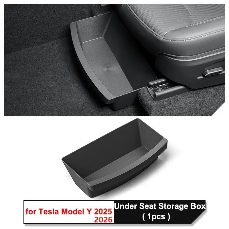 for Tesla Model Y Juniper 2025 Under Seat Storage Organizer Box Front Rear Seater TPE Storage Case ModelY Launch 2026 Trash Can