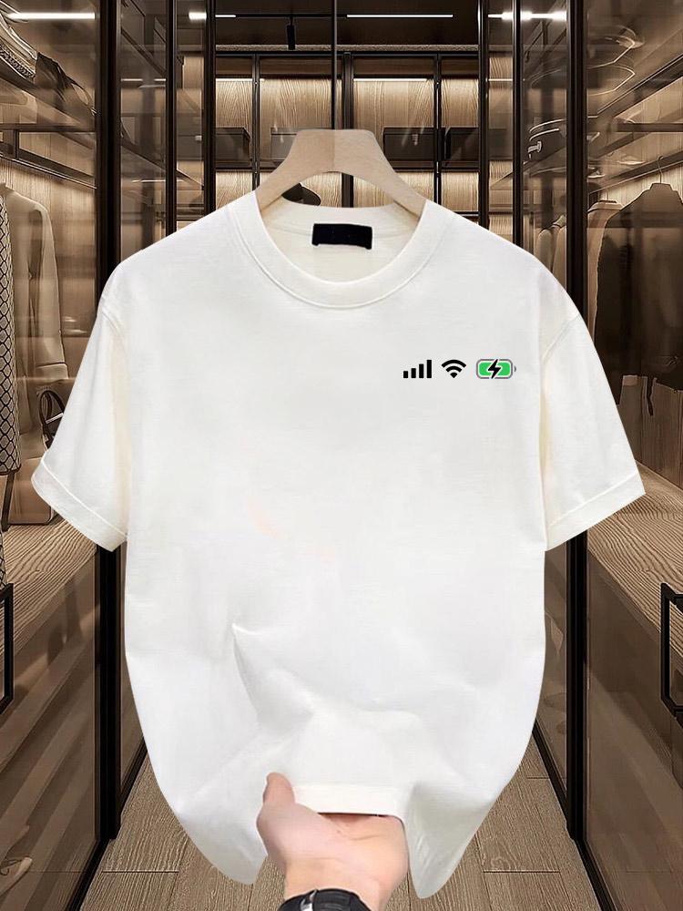 2026 Street Style Electric Print Fashionable Casual Round Neck Pure Cotton Printed Short Sleeved Unisex Personalized Tshirt