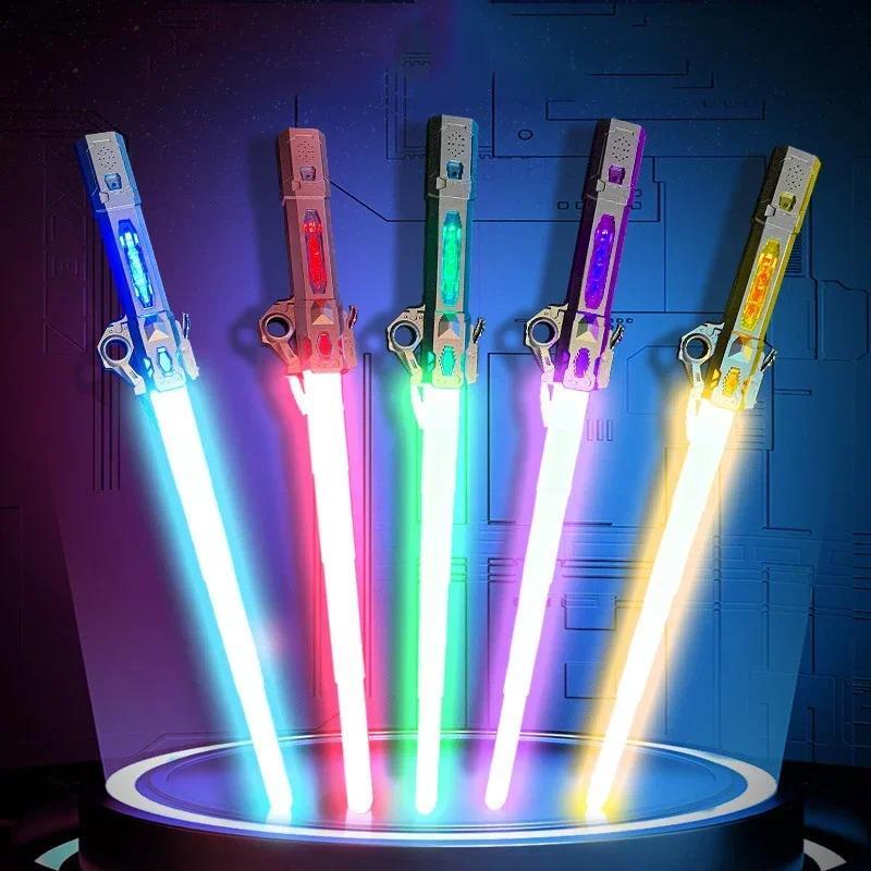 Changing Color 7 Colors Children Colorful Glowing Sword Toys 67CM Telescopic Music Laser Sword Rotating Decompression Toy Gift