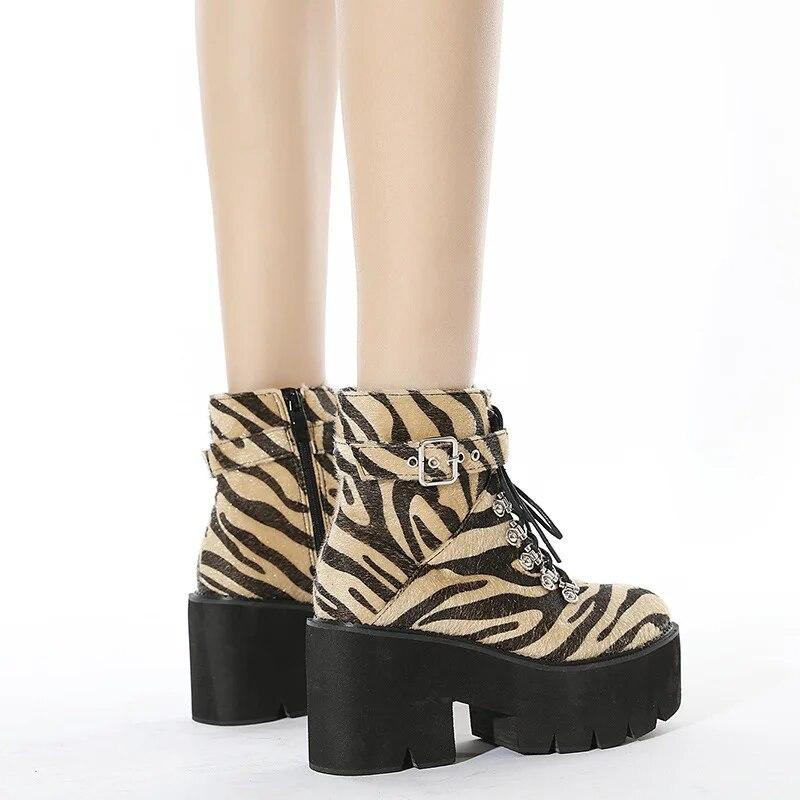 Женские ботинки с леопардовым принтом и толстой подошвой на каблуке 8 — фото 5