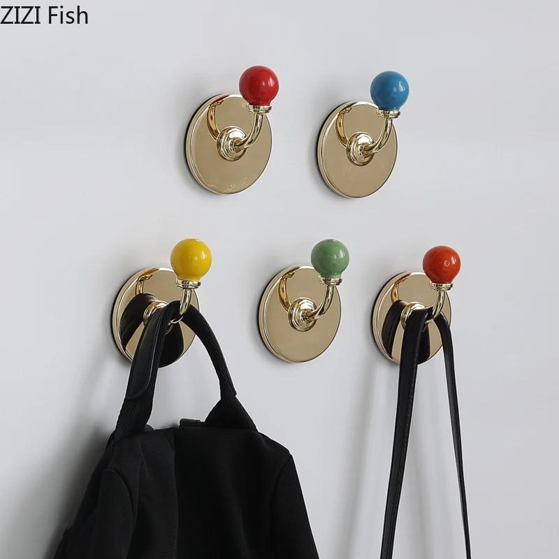 Golden Bending Hook Clothing Hat Hooks Wall-mounted Storage Hanging Hooks Colorful Wall Storage Holder Decorative Shelves