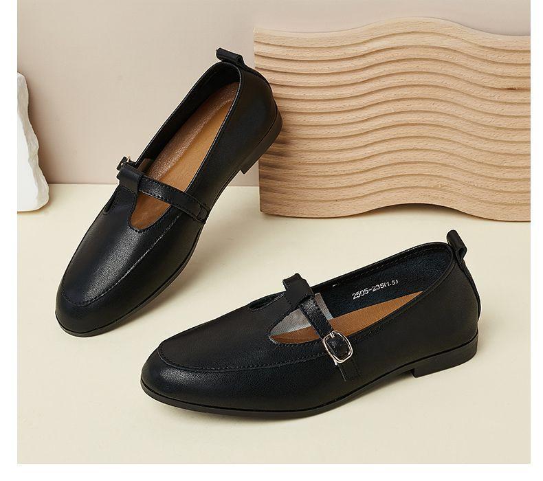 Small leather shoes, black soft-soled casual shoes, leather breathable, lightweight and comfortable work shoes